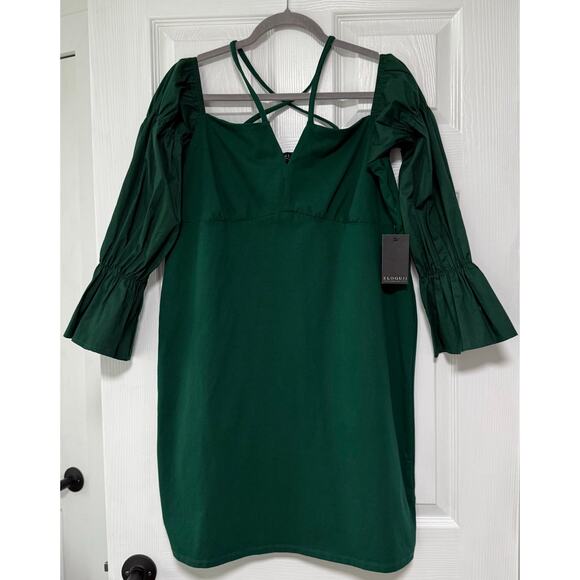 Eloquii Women's New Green Cotton Blend Criss Cross Mini Dress Size 18 - Picture 1 of 13